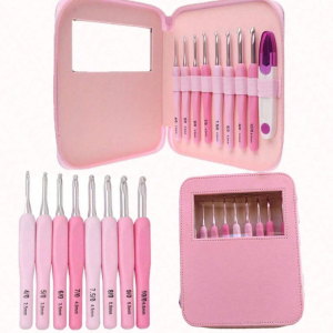 Set rosado de crochet