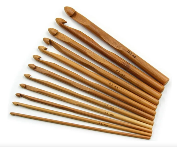 Set De 12 Crochet Bambu Madera (3mm A 10mm)