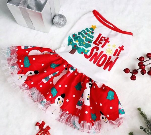 Vestido con vuelos navideño para mascotas
