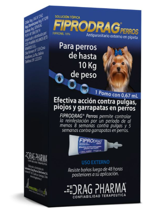 Pipeta para perros Fiprodrag hasta 10 kilos