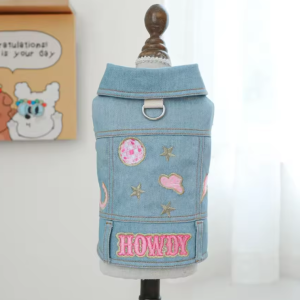 Chaqueta de mezclilla parches rosa