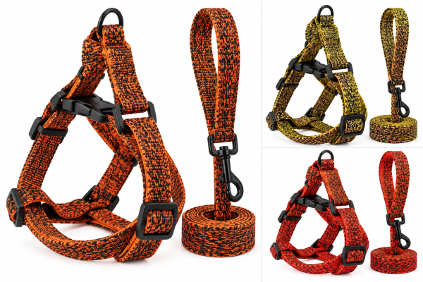 Arnés Ajustable para Perro con Correa – Colores Jaspeados